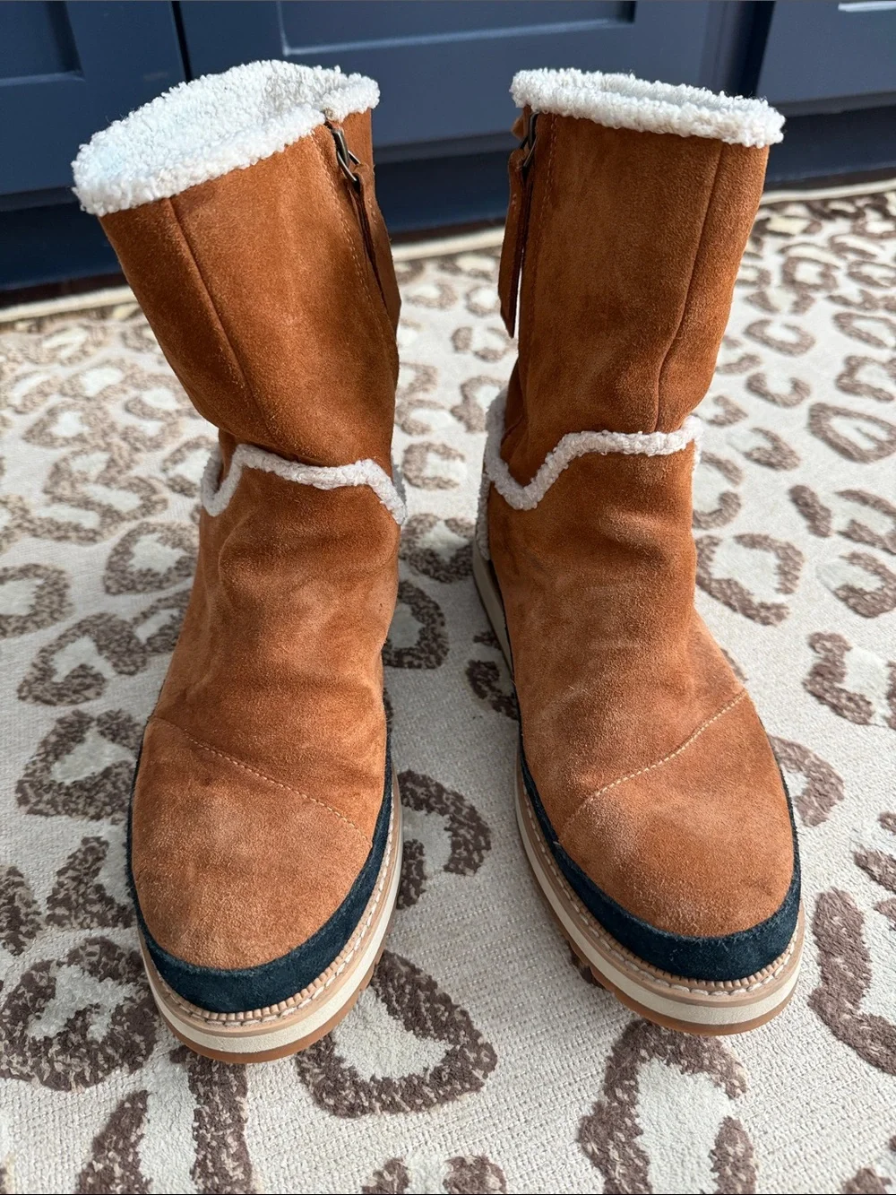 Toms Chestnut Suede Shearling-Lined Mid-Calf Boots
